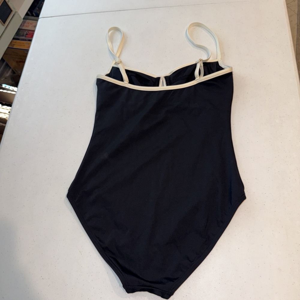Kate Spade New York Women's Bow Swimsuit, Black And White Sz Large - Picture 5 of 11